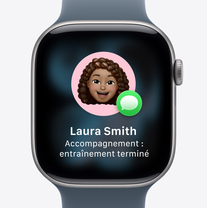 Apple Watch Series 11, message d’Accompagnement indiquant qu’une personne a fini son entraînement.