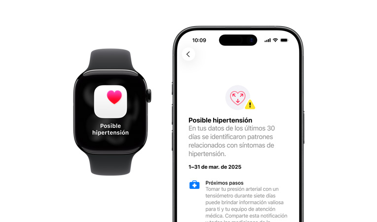 Notificación de posible hipertensión en el Apple Watch Series 11, notificación ampliada en el iPhone