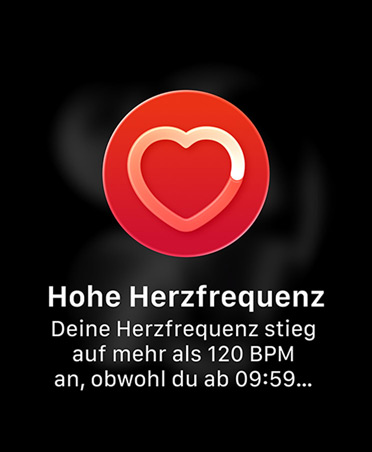 Mitteilung bei hoher Herzfrequenz, weißer Herzumriss auf rotem Kreis