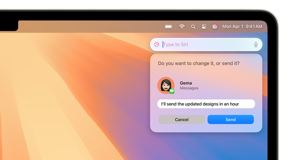 En bruger beder Siri om detailer om en begivenhed, mens vedkommende tjekker sin kalender. Siri leverer et svar fra en tidligere mail