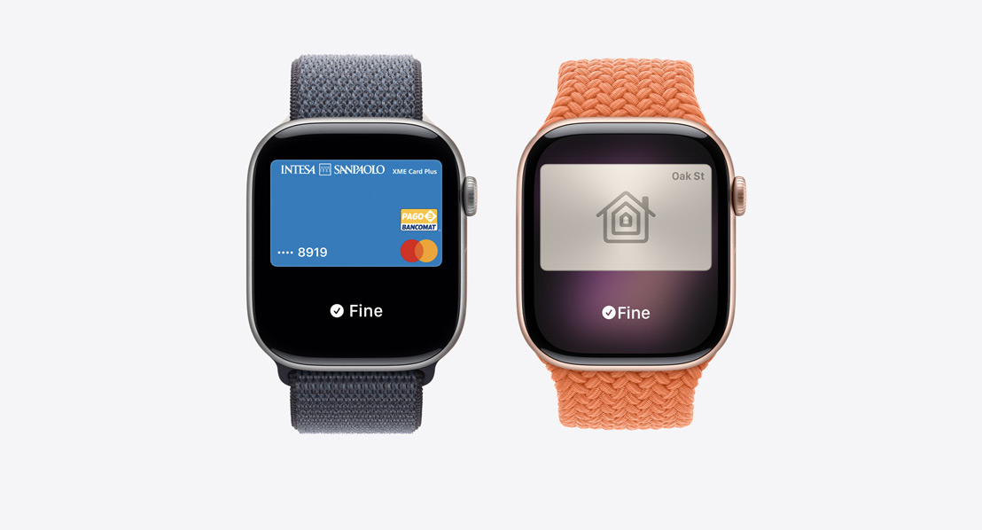 Apple Watch Series 11, schermata di Apple Pay, Apple Card, Apple Wallet, carta trasporti, chiave di casa