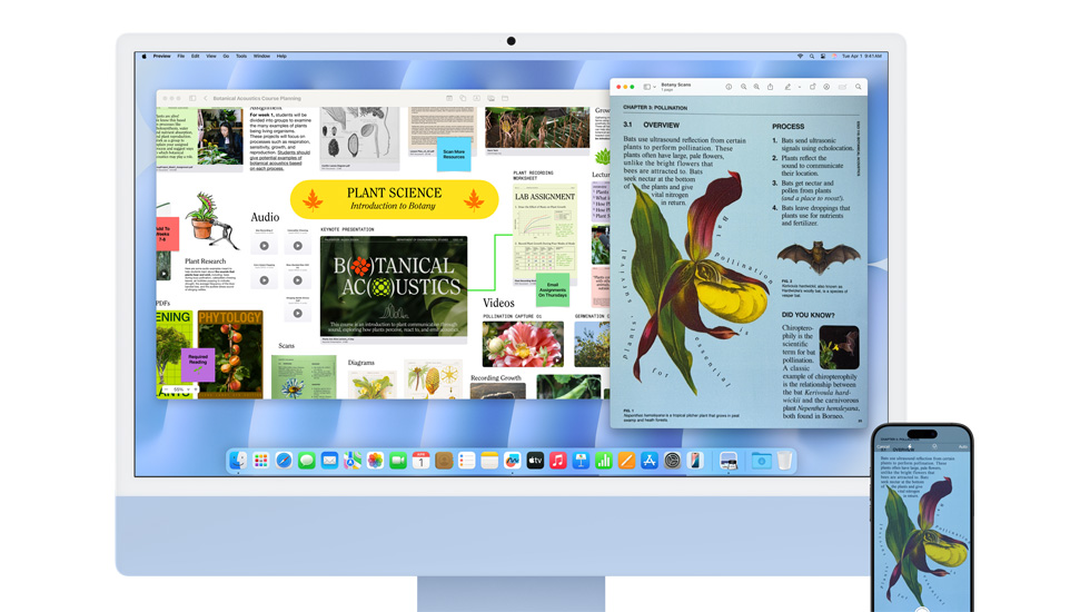 An iMac and an iPhone displaying vibrant content.