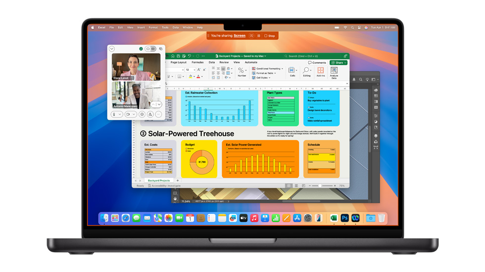 หน้าจอ Mac แสดงแอปหลายแอปที่เปิดอยู่ รวมถึง Zoom และ Excel