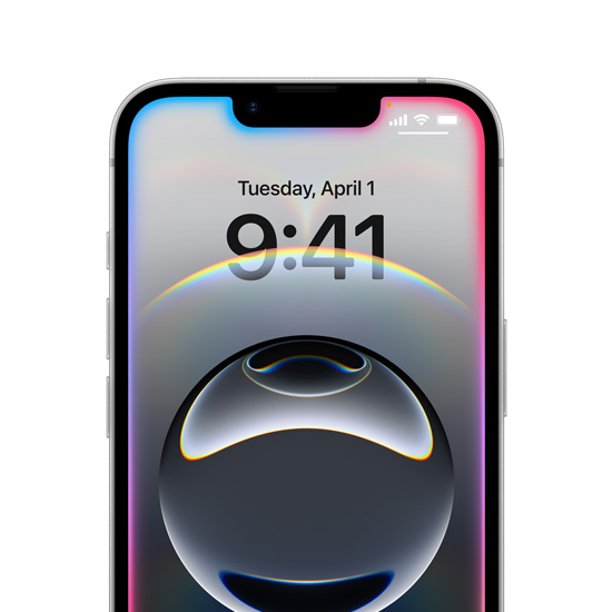 Renkli parlak kenarlarla çevrili Kilit Ekranı’nın gösterildiği iPhone 16e