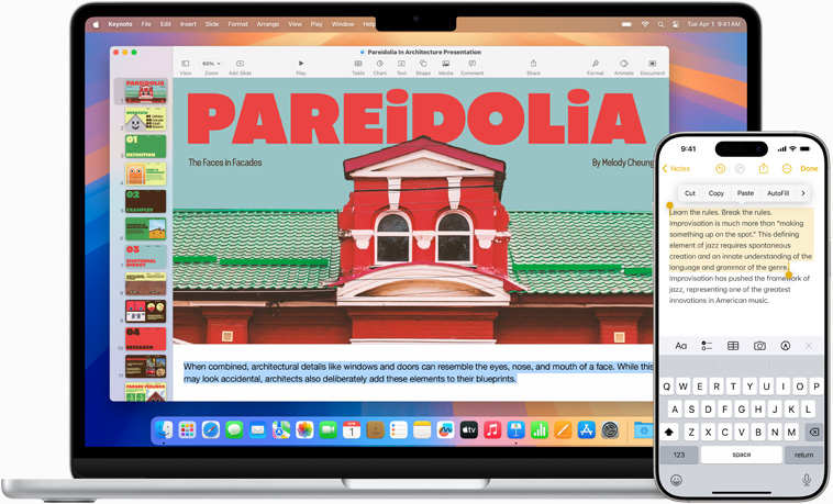 Демонстрація додатка «Дублювання iPhone», де екран iPhone показано на екрані MacBook Air
