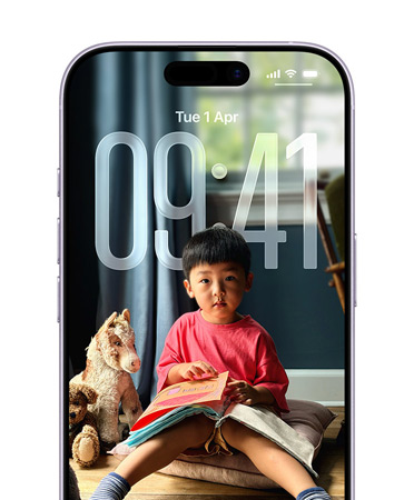 iPhone Lock Screen showing the time adapted to the Lock Screen photo