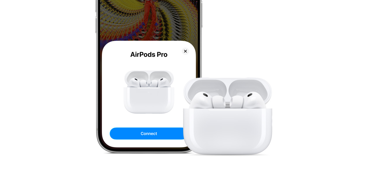 iPhone 17 Pro 螢幕顯示連接功能，旁邊是 AirPods Pro 3 和 MagSafe 充電盒 (USB-C)