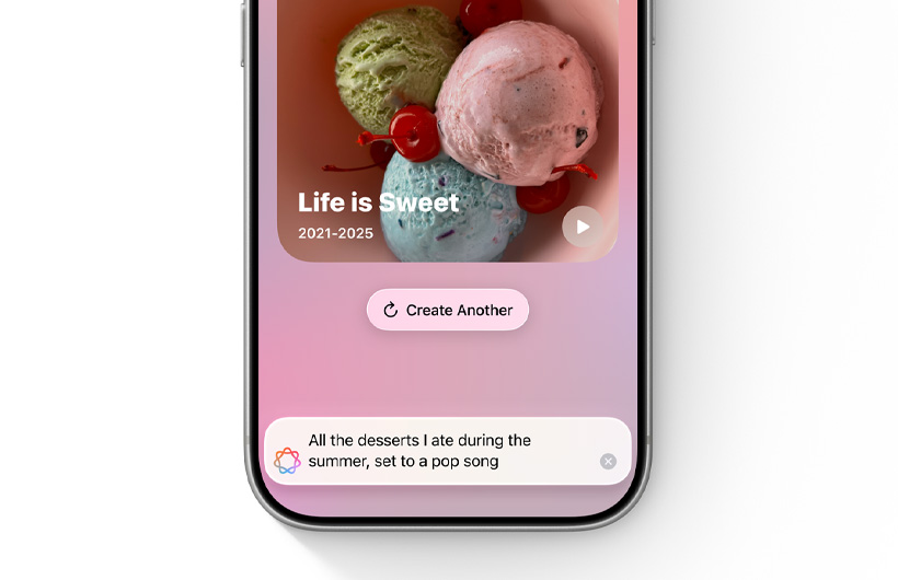 Cover of a custom new memory based on the description entered in the text field in the Photos app