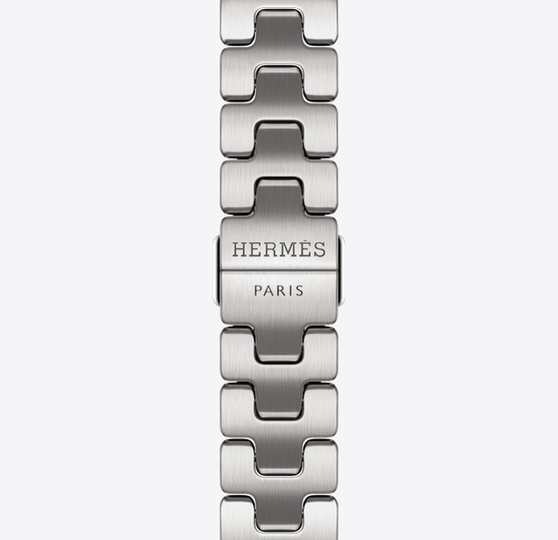 Apple Watch Hermès Series 11 Grand H Fin Armband, Farbe Satiné, Hermès Logo auf Schliesse eingraviert
