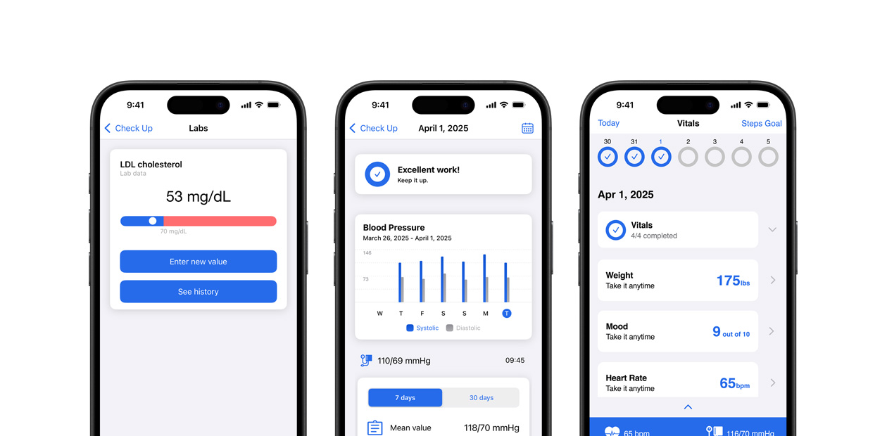 iPhone 螢幕顯示 Corrie Health app功能。 