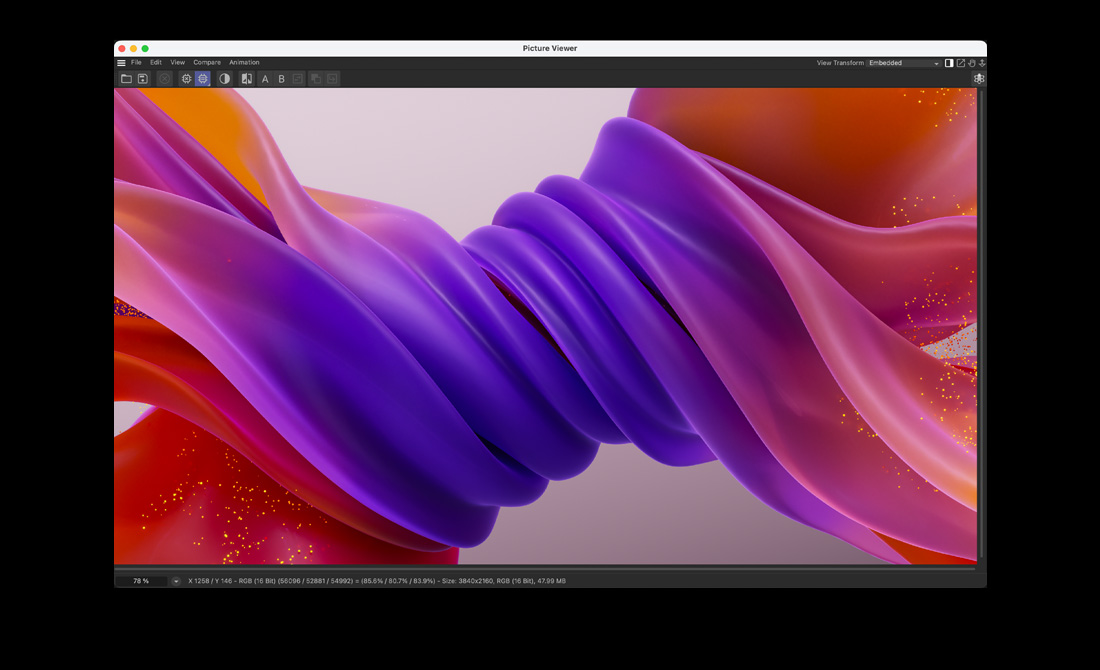 MacBook Pro-scherm met een complexe 3D-animatie van een ronddraaiend touw in Cinema 4D